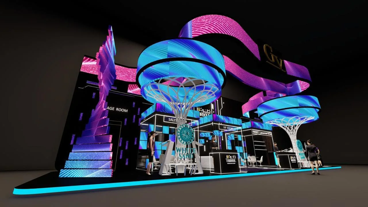 3D concept render of the GV exhibition booth
