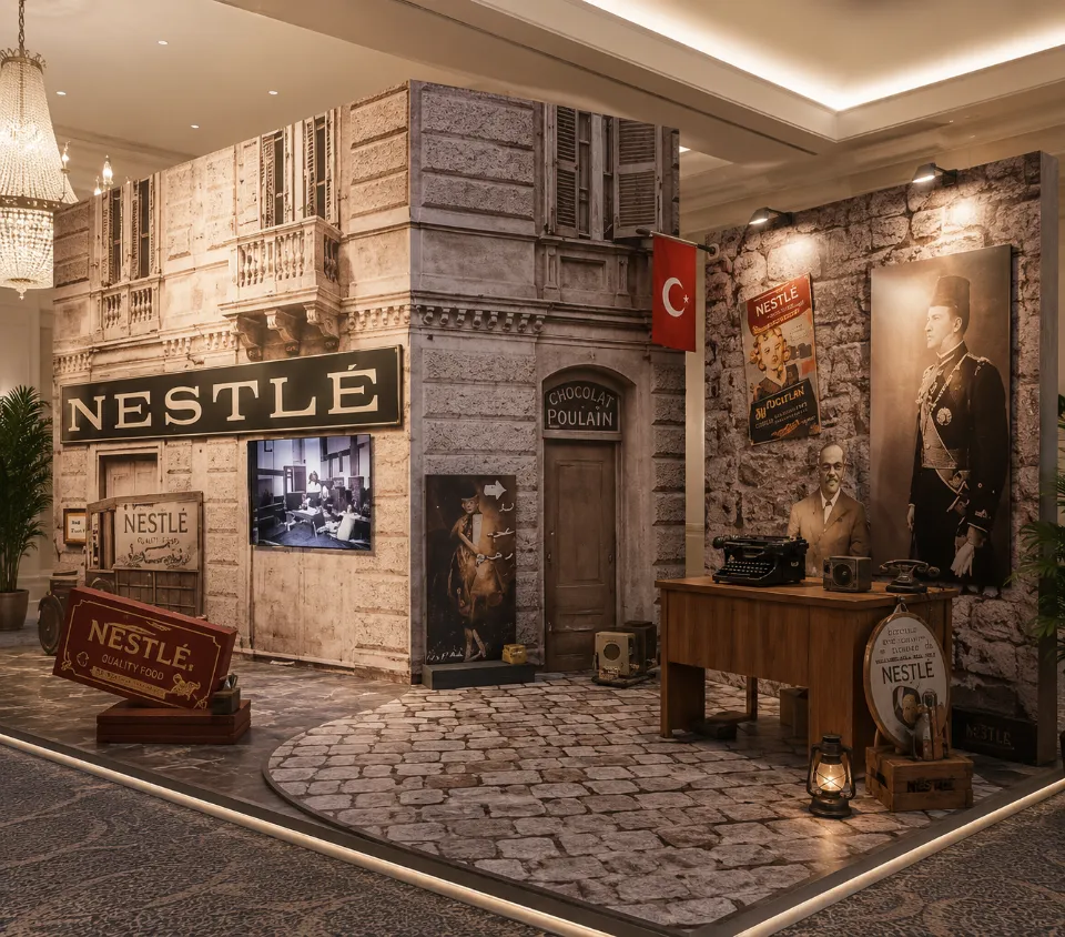 Nestlé 100 years heritage installation with vintage props