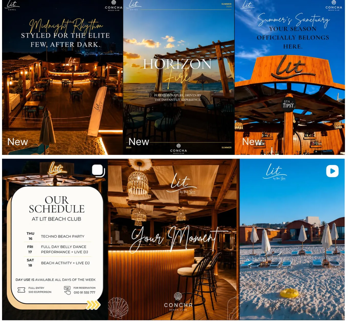 Social media posts designed for a North Coast hospitality brand